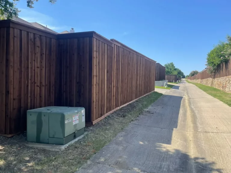 140 linear feet of stained cedar privacy fence along an alley in Frisco, TX