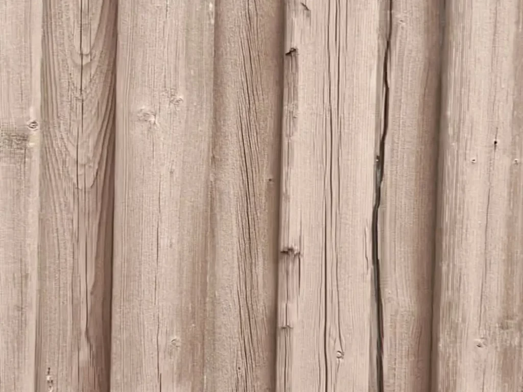 Leaning wood fence section with a detached rail before fence replacement in Murphy, TX