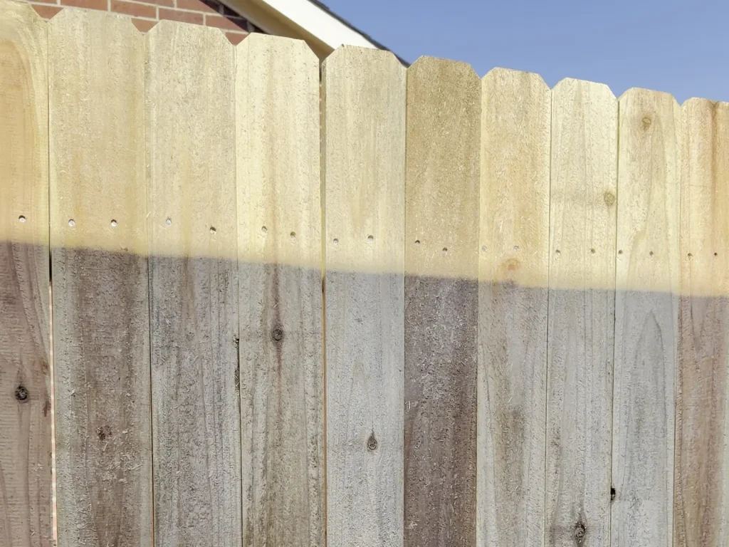 Close view of natural cedar pickets with dog-ear tops in Irving, TX
